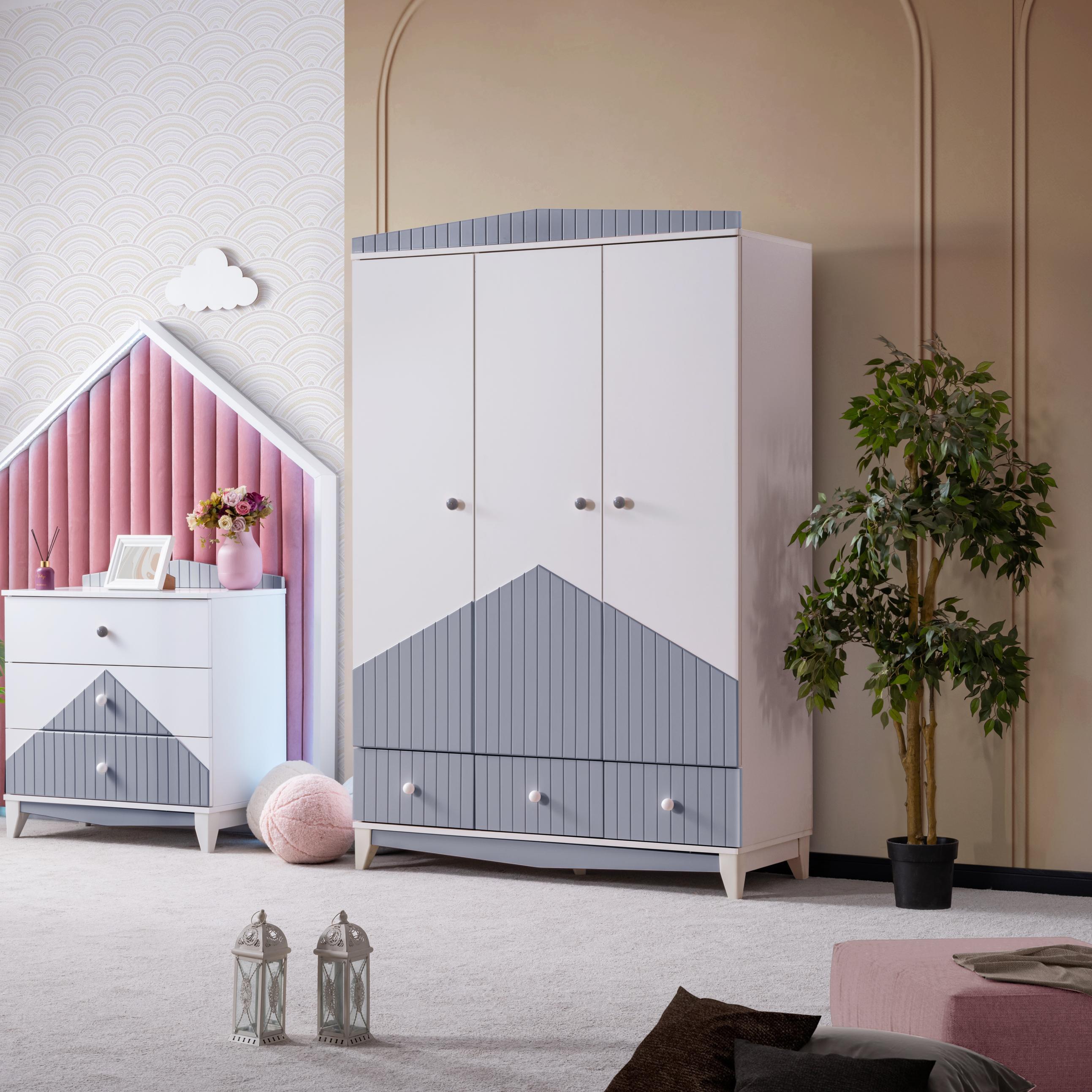 Dekorbizden Fethiye Bebek Odası Gri Gardırop