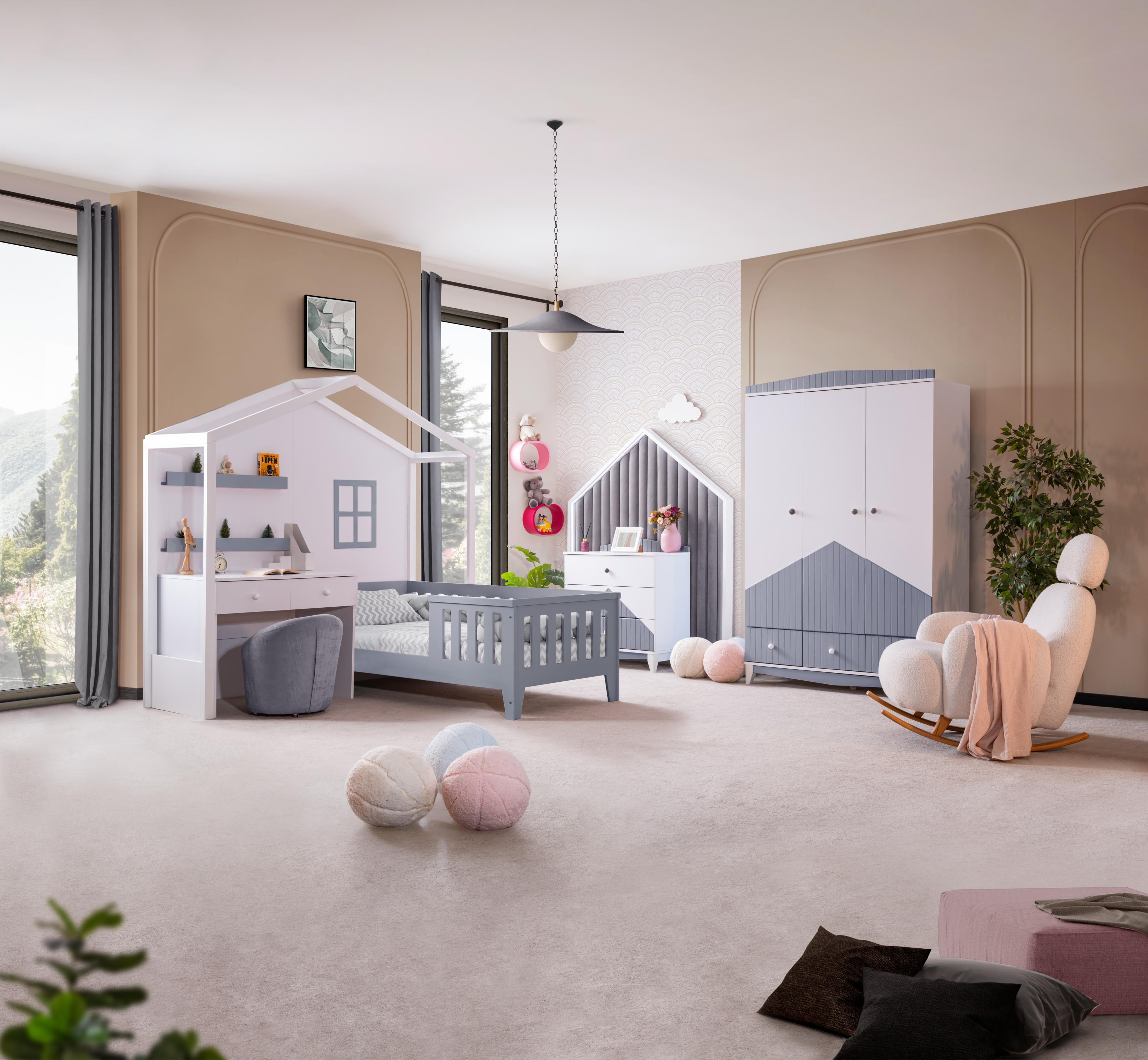 Dekorbizden Fethiye Gri Masalı Montessöri Çocuk Odası Takımı