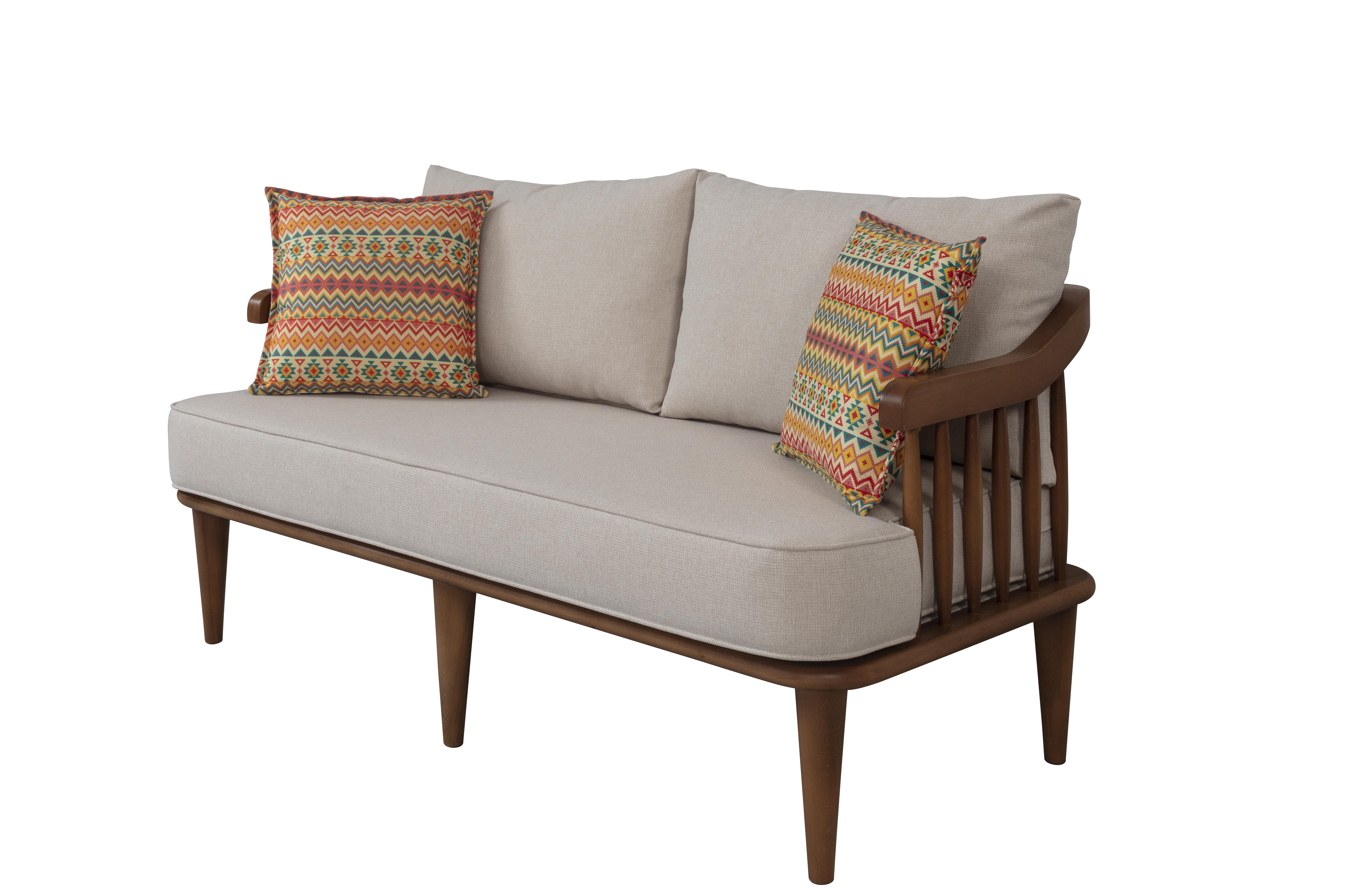 Dekorbizden İskandinav Minyatür Kayın İkili Koltuk