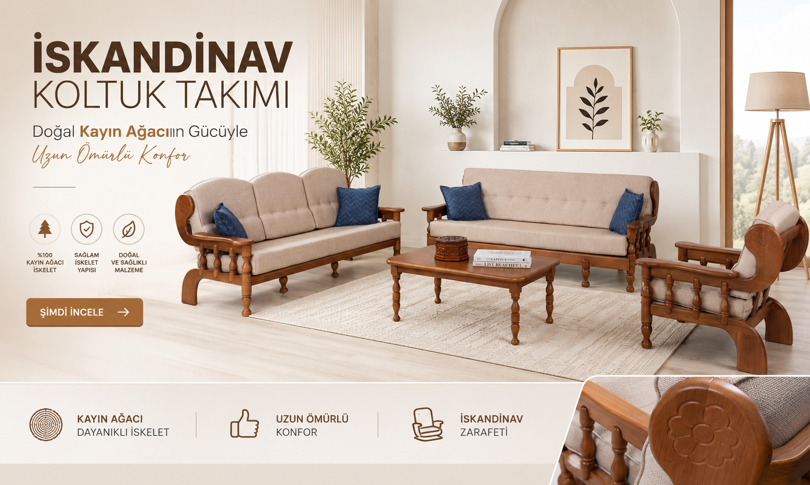 Dekorbizden K2 İskandinav İstanbul Koltuk Takımı