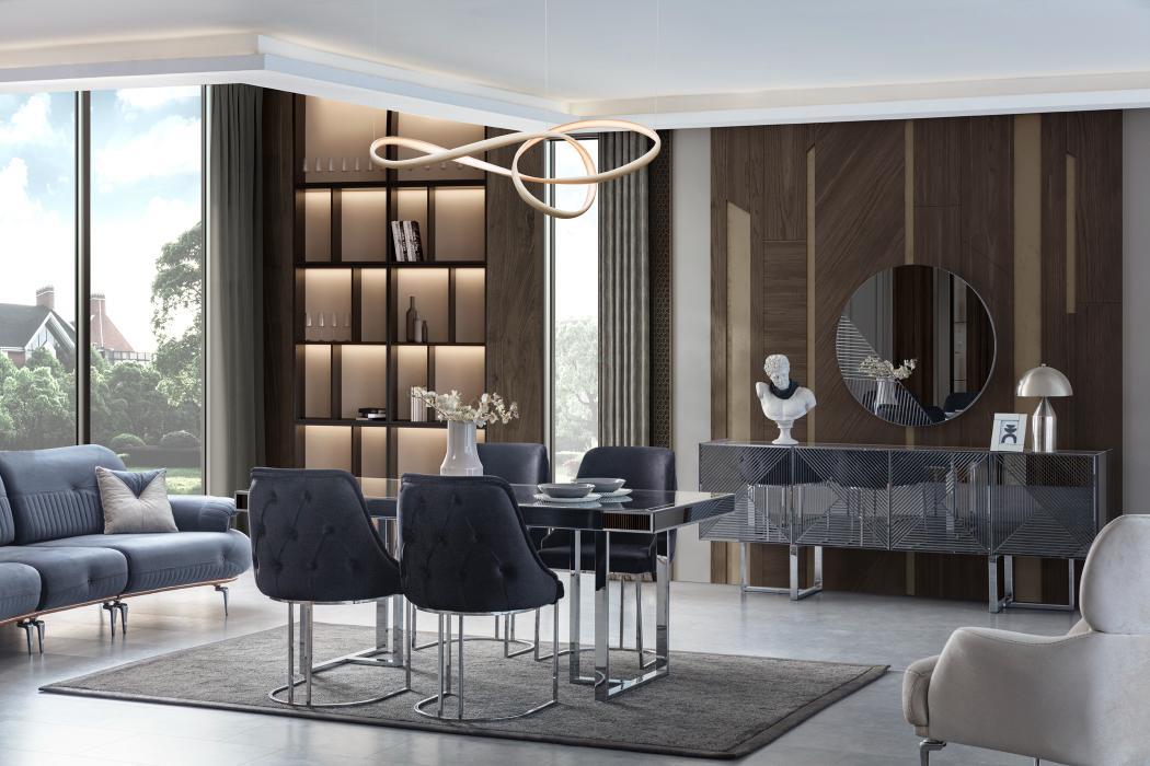 Dekorbizden Maserati Yemek Odası Takımı (Antrasit)