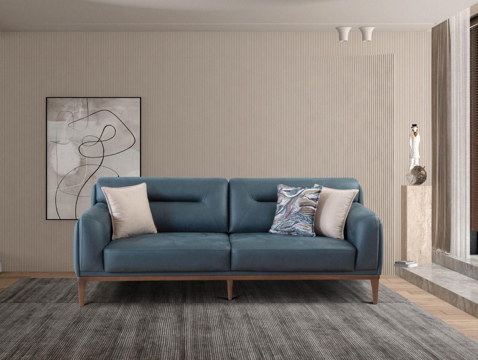 Dekorbizden Milano Üçlü Koltuk Turkuaz