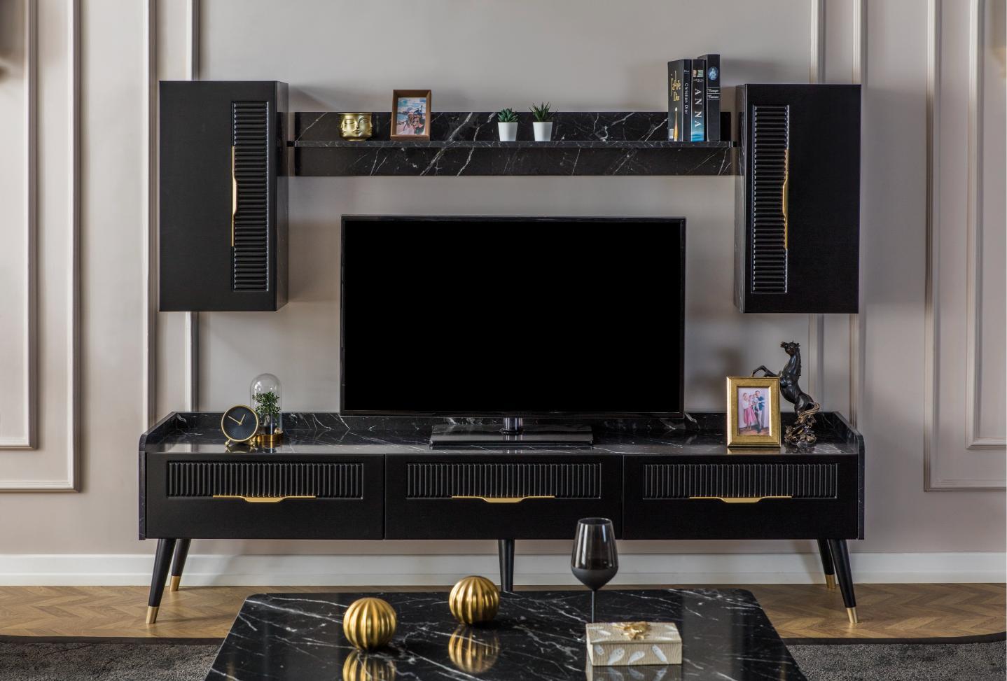 Dekorbizden Tesla Siyah Tv Ünitesi