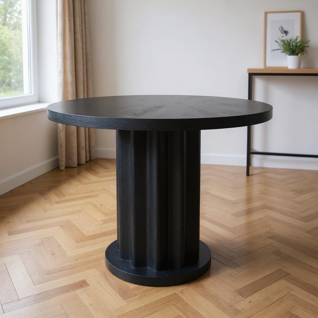 Dekorbizden Yuvarlak Siyah Yemek Masası