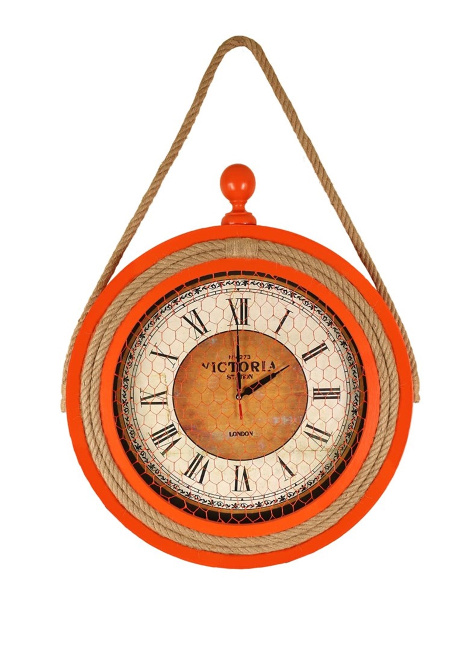 Halatlı Turuncu Saat 63 x 63 cm 