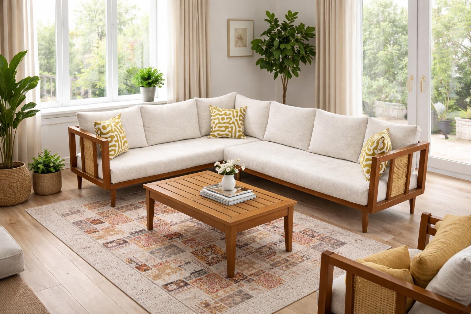 İskandinav Hasırlı Köşe Koltuk