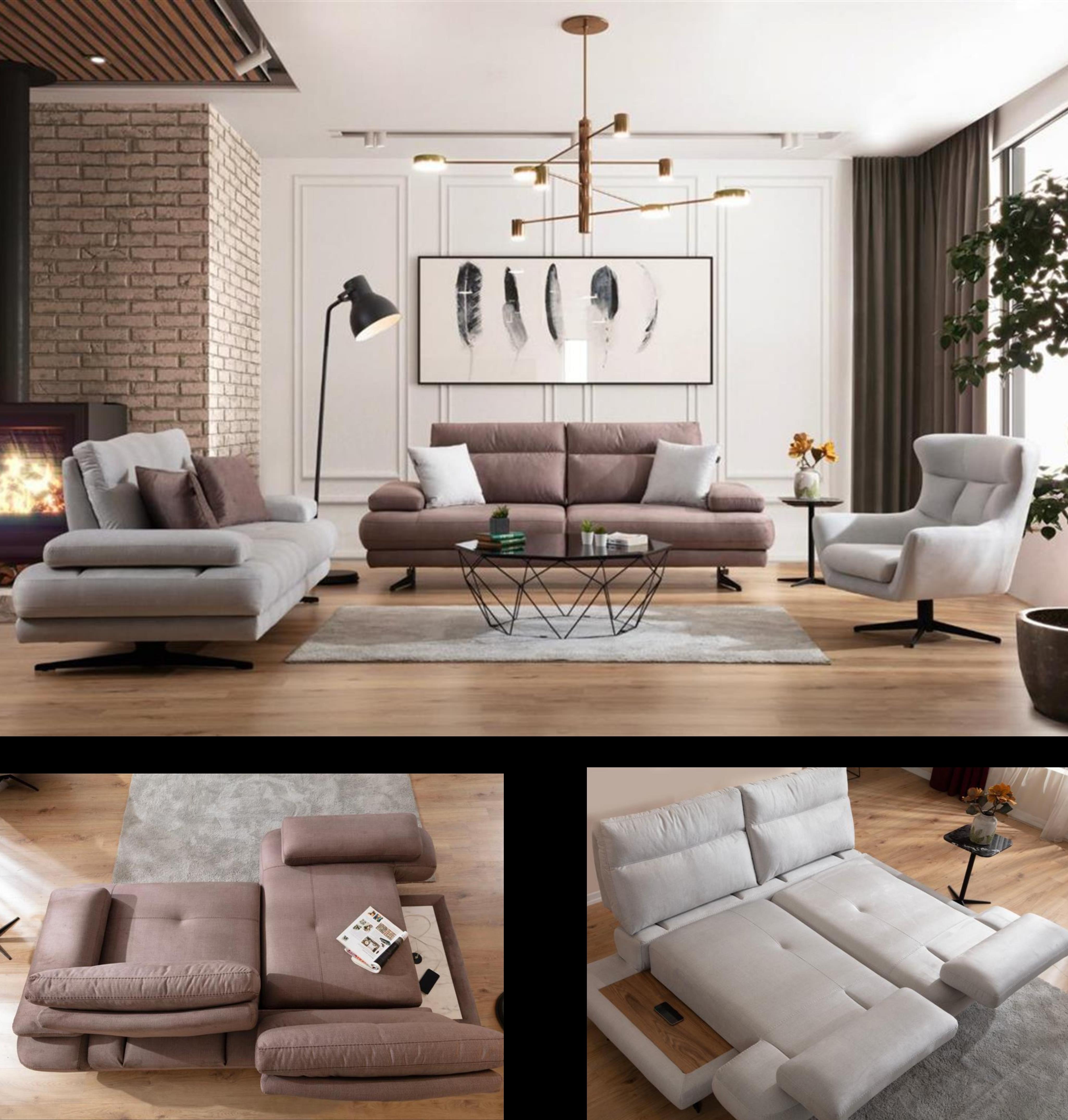 Milano Koltuk Takımı Kahve 