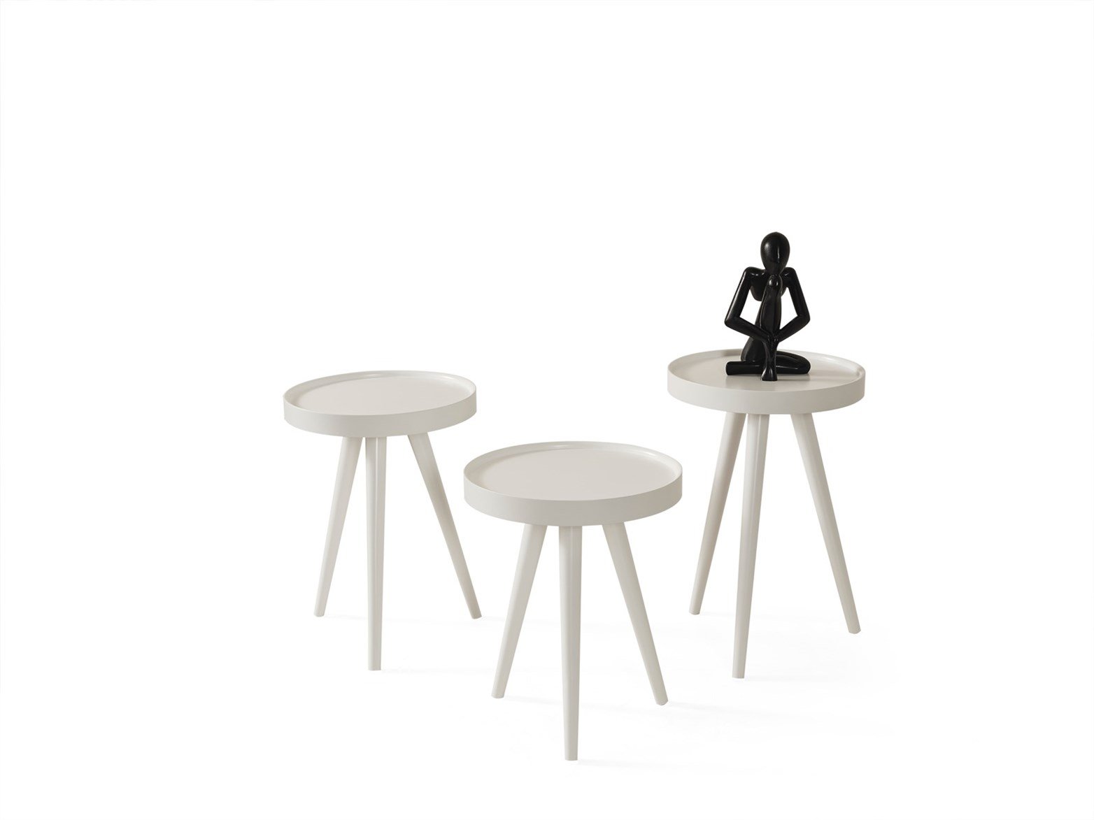 Polen Beyaz Zigon Sehpa