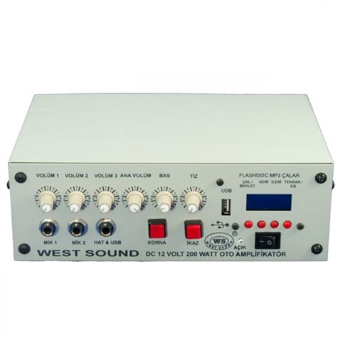 West Sound TKS 200 M USB DC 12 V Araç Anfi Mikser