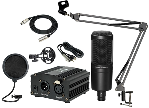 Audio Technica AT2020 Stüdyo Mikrofon 48V Phantom Power Paketi