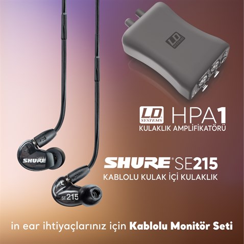 Shure se-215 Kulak içi kulaklık + Ld hpa-1 Kulaklık Preamplifikatörü Kablolu Monitör Sistemi