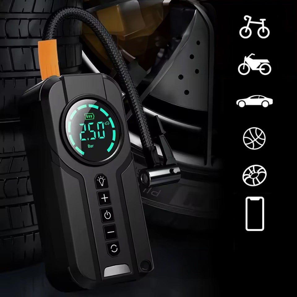 12V AKÜ TAKVİYE CİHAZI (1000A) LASTİK ŞİŞİRME HAVA KOMPRESÖRÜ (POWERBANK) (LED IŞIK-ÇAKARLI)