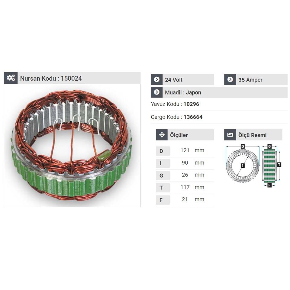 24V ALTERNATÖR STATÖR 35 A MITSUBISHI CANTER EM 