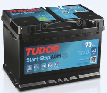 TUDOR 12V 70 AH AKÜ AGM 760 A (EN) (START-STOP) (278*175*190)