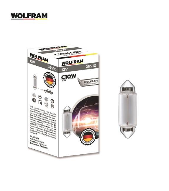 WOLFRAM 12V SOFİT AMPUL 10W UZUN TİP (41 MM) GERMANY