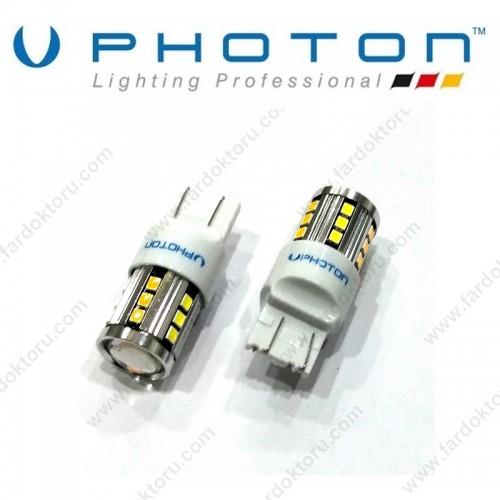 PHOTON 12V 1016 AMPUL DİPSİZ T20 24 LEDLİ MERCEKLİ SARI/BEYAZ (2 AD)