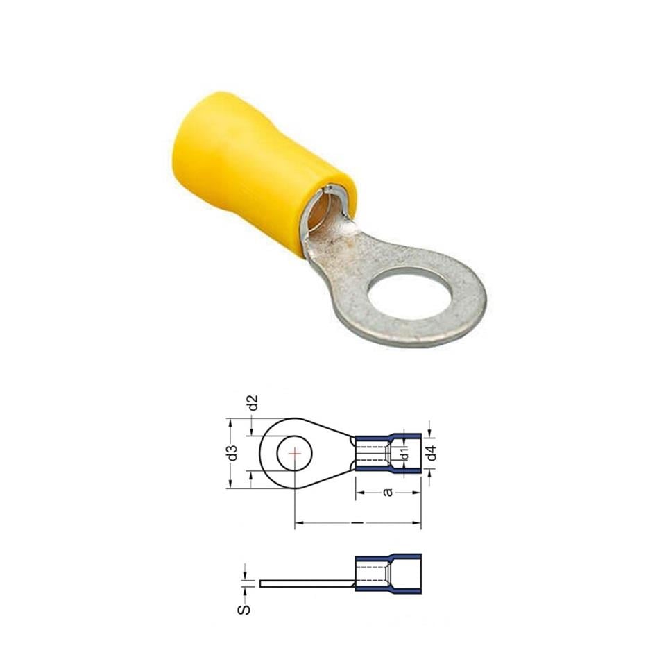 KU-6 KABLO UCU İZOLELİ (SARI) (4-6 MM KABLO UYUMLU) ( DELİK ÇAPI:5 MM)
