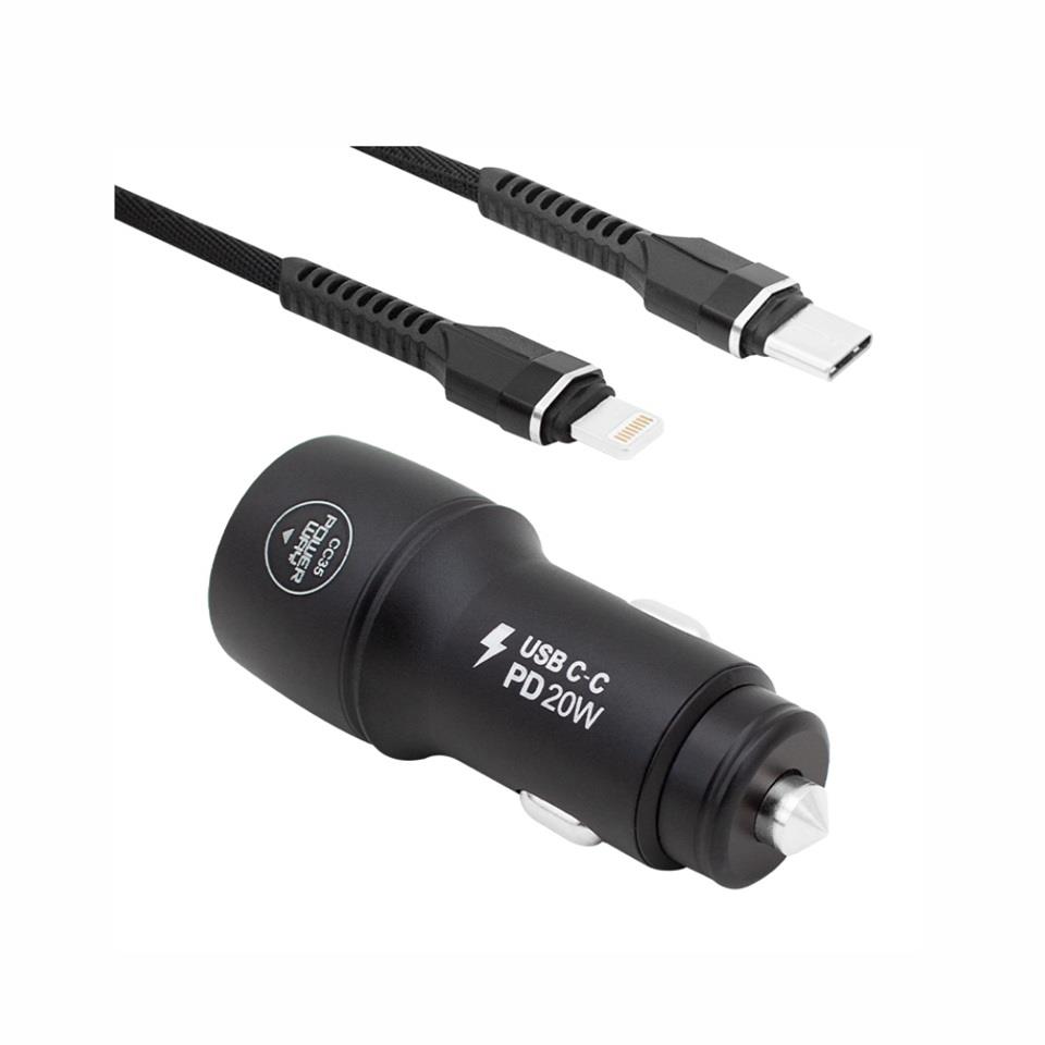 12V-30V TELEFON ŞARJ CİHAZI 3.0 A/3.1 A (ÇAKMAK GİRİŞLİ) (USB+ IPHONE TYPE-C) + KABLO
