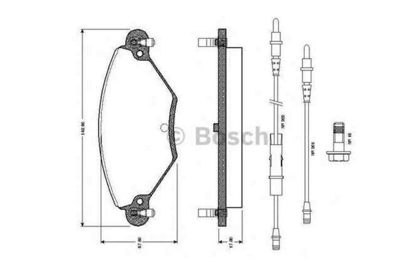 BOSCH ÖN FREN BALATASI (İKAZ KABLOLU) CITROEN C5 2001 >
