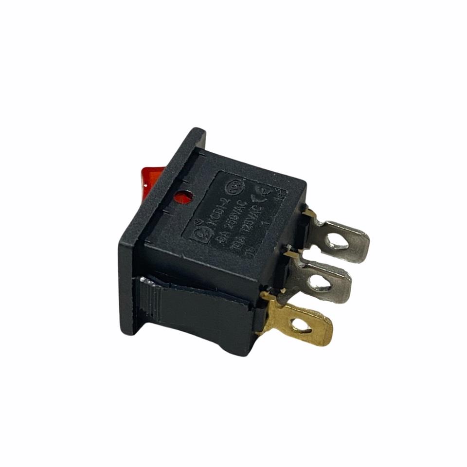 TUŞLU ANAHTAR MİNİ (3 FİŞ) (IŞIKLI) (ON-OFF) (6A 250V /10A 125V AC) (19*13 MM) KIRMIZI