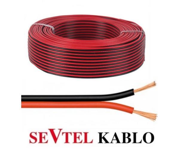 SEVTEL 2 X 0.75 MM ÇİFTLİ HOPARLÖR KABLOSU (KIRMIZI-SİYAH) (1 MT)