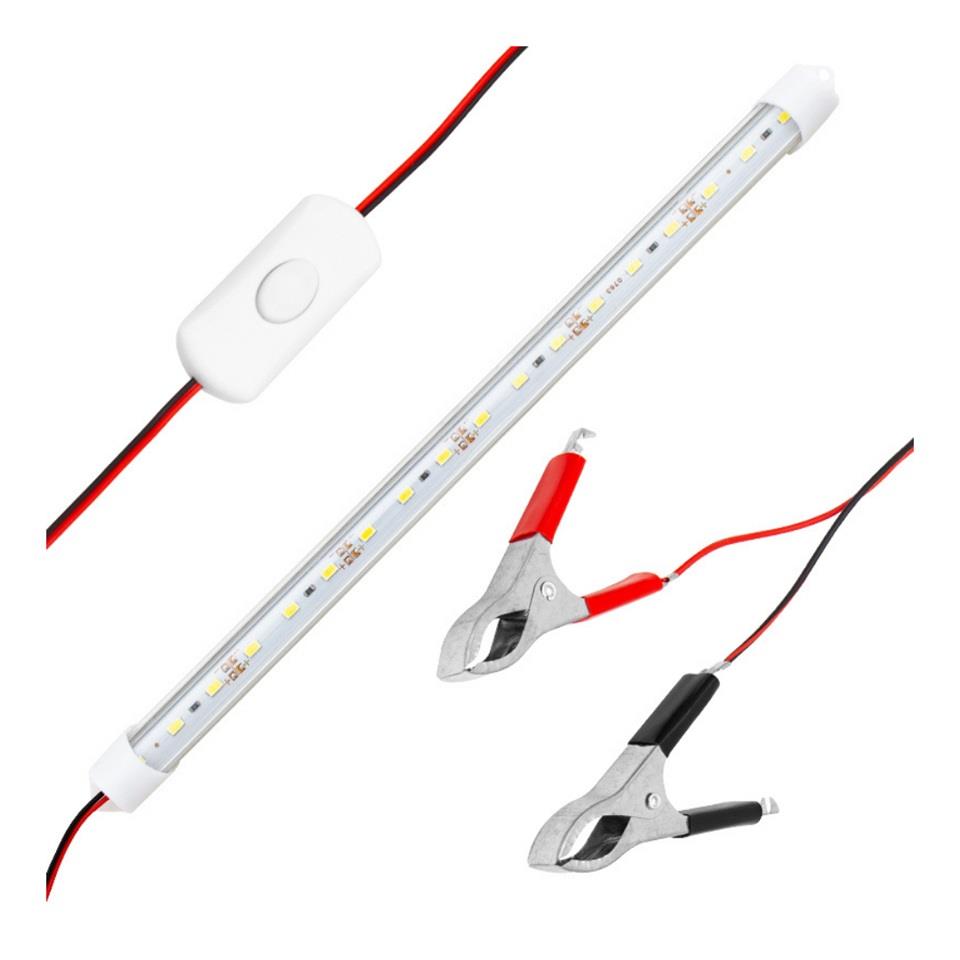 12V FLORESAN TAVAN LAMBASI 18 LEDLİ ANAHTARLI BEYAZ (MAŞALI) (30 CM)