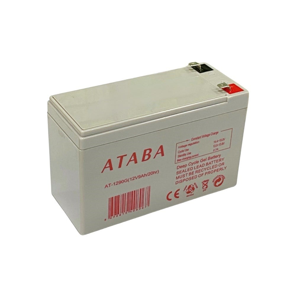 ATABA 12V 9 AH DEEP CYCLE JEL AKÜ (BÜYÜK FİŞLİ 6.3 MM) (150*65*90) (2.45 KG)
