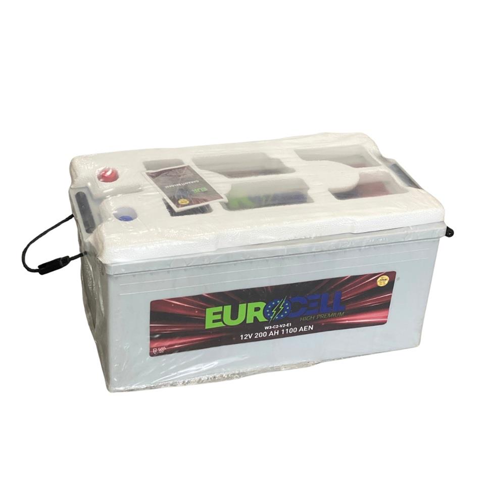 EUROCELL 12V 200 AH AKÜ 1100 A (TAM KAPALI-BAKIMSIZ) (518*276*242)