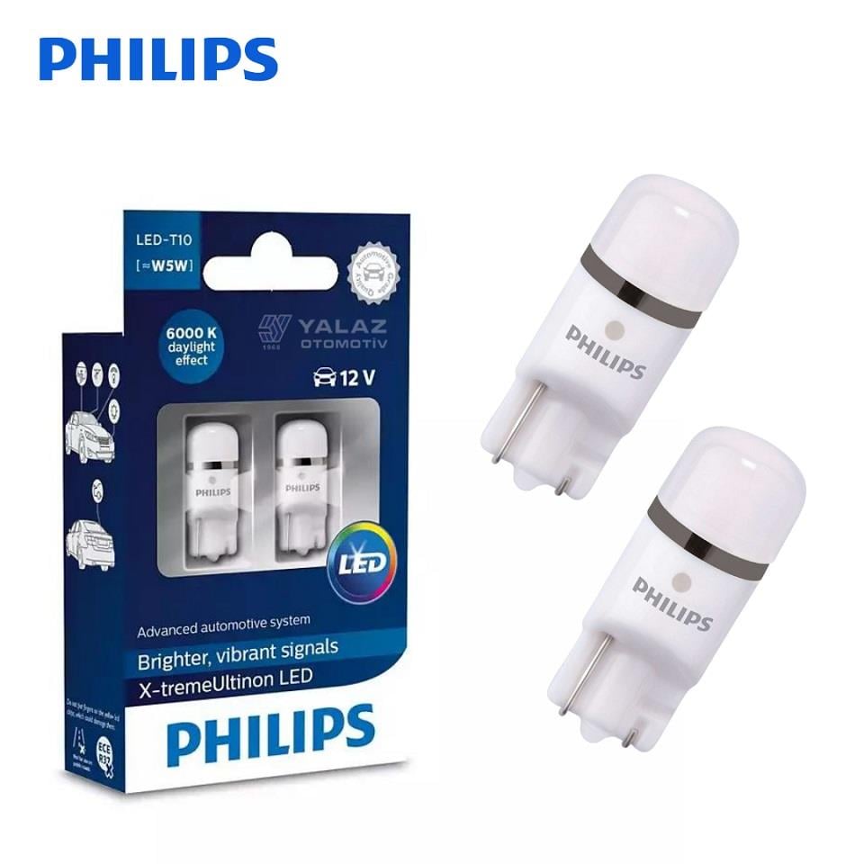 PHILIPS 12V DİPSİZ AMPUL T10 TEK LEDLİ BEYAZ 6000K (2 AD) 
