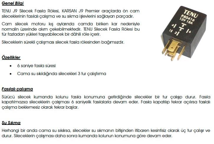 TENU 12V SİLECEK ZAMAN RÖLESİ (5+1 UÇLU) (YIKAMALI VE FASILALI) (6 SN) CHERY-CITROEN-PEUGEOT