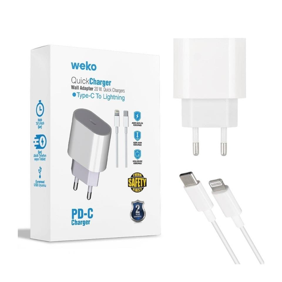 PD-C 20 WATT TYPE-C ŞARJ BAŞLIK ADAPTÖRÜ + ŞARJ KABLOSU (TYPE-C) (70 CM) IPHONE