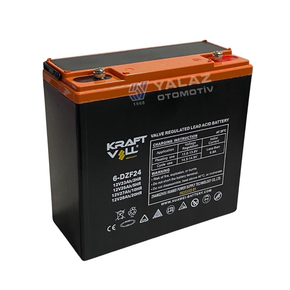 KRAFTVOLL 12V 23AH/25AH/27AH/28AH ELEKTRİKLİ BİSİKLET AKÜSÜ VRLA-AGM (6-DFZ-24) (180*79*172) (7 KG)