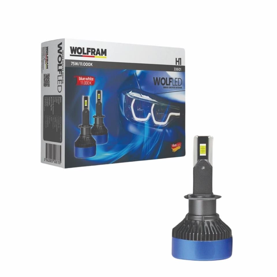 WOLFRAM 12V H1 CSP LED XENON FAR AMPUL SETİ 7000K 12000 LÜMEN 75W CANBUS GERMANY 