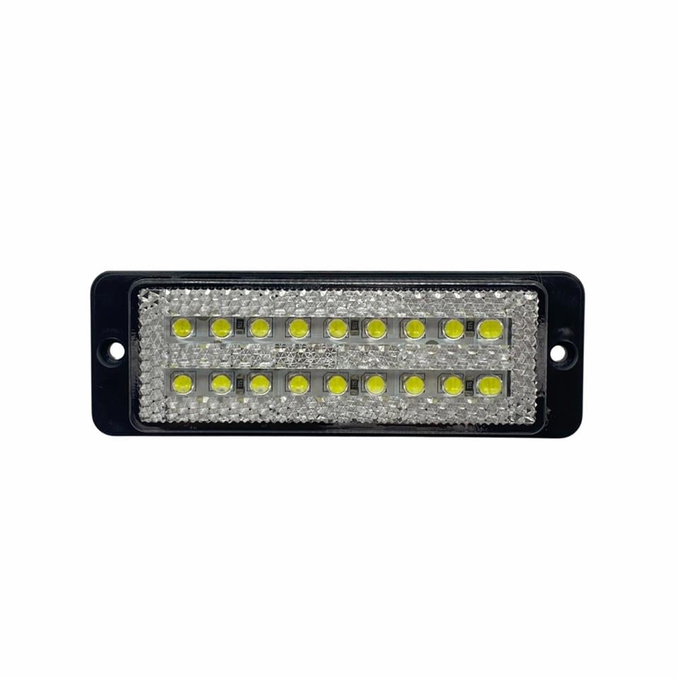 12V-24V İKAZ LAMBASI 18-LEDLİ BEYAZ DELİKLİ (DÜZ VE ÇAKARLI) (101*35 MM) UNIVERSAL