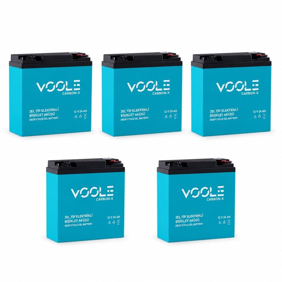 VOOLE 12V 24 AH ELEKTRİKLİ BİSİKLET AKÜSÜ DEEP CYCLE GEL BATTARY CARBON-X (181*77*170) (6.60 KG)