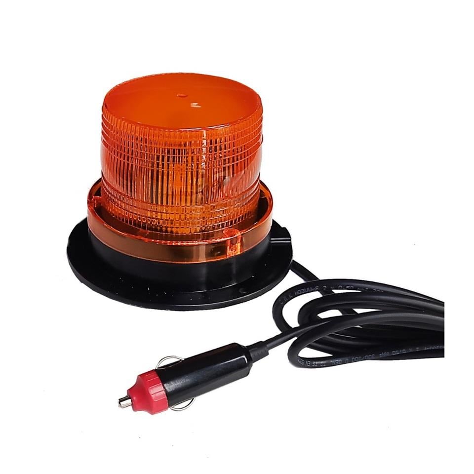 12V-110V ÇAKAR FLAŞ TEPE LAMBA MIKNATISLI ÇAKMAK FİŞLİ LEDLİ (85*93 MM) SARI