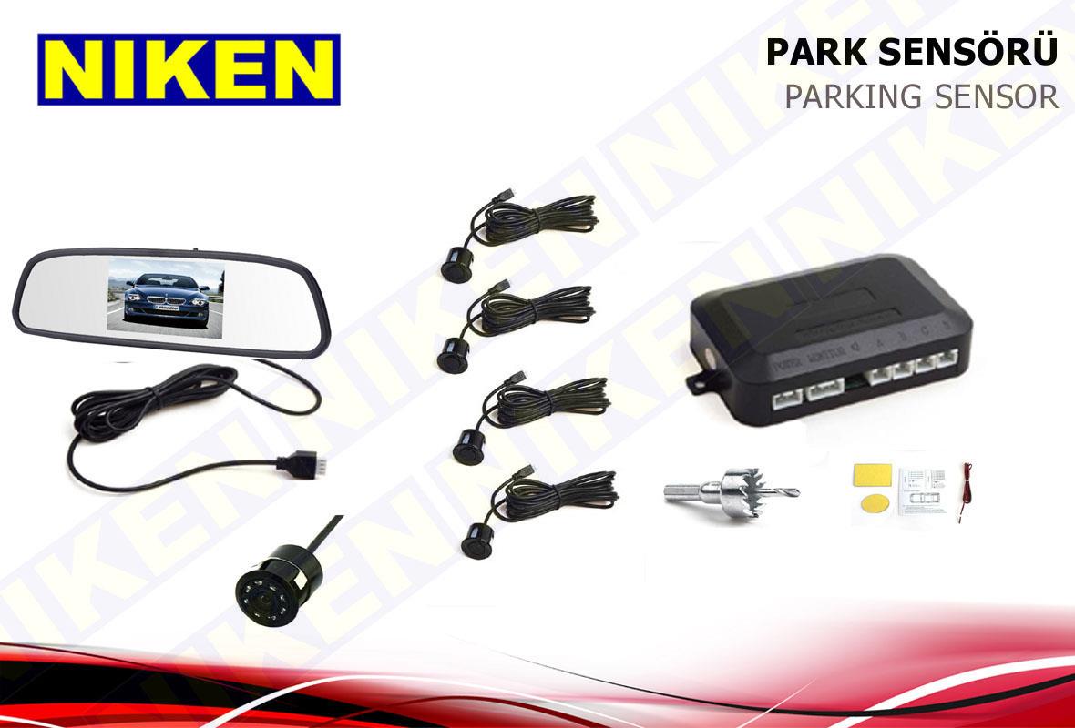 PARK SENSÖRÜ+GECE GÖRÜŞLÜ KAMERA+7'' LCD AYNA EKRAN (22 MM) SİYAH
