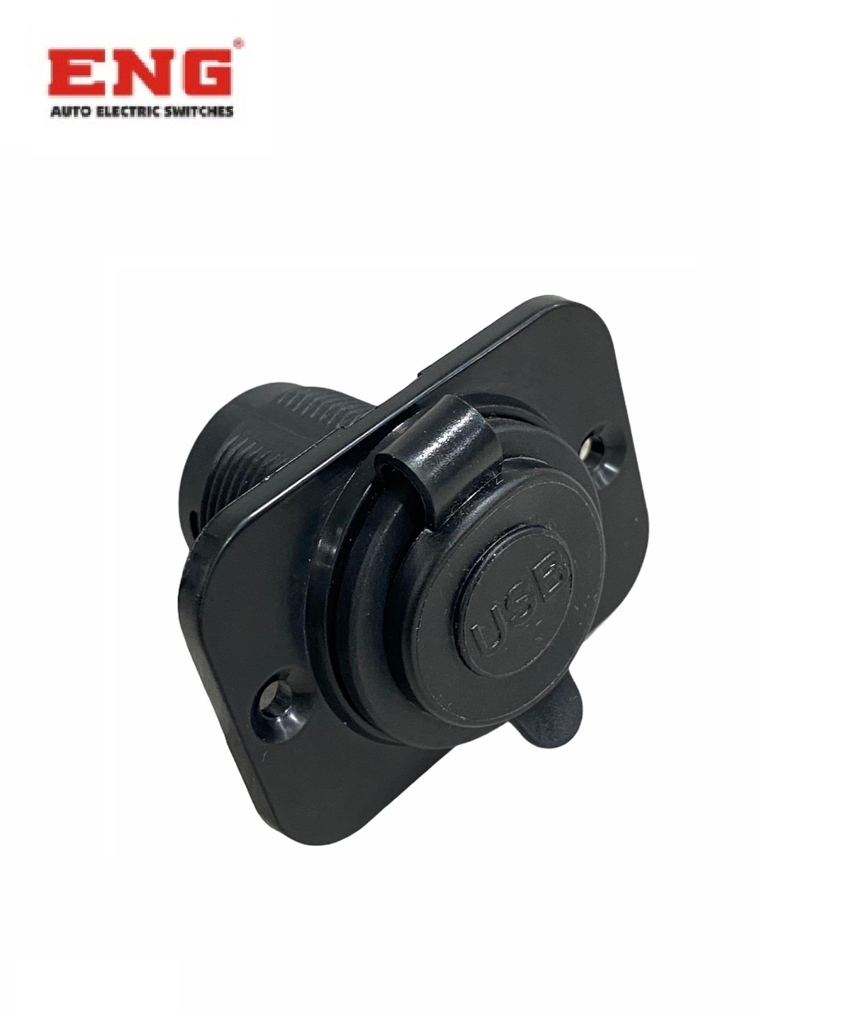 ENG 12V-24V TELEFON ŞARJ CİHAZI (USB X 2) (KAPAKLI MARİN) (MAVİ LED IŞIK) (28 MM)