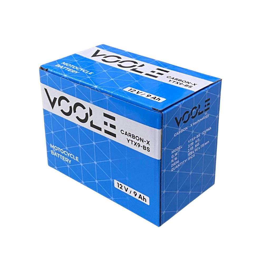 VOOLE 12V 9 AH MOTOSİKLET AKÜSÜ CARBON-X (150*87*105 MM) (YTX9-BS)