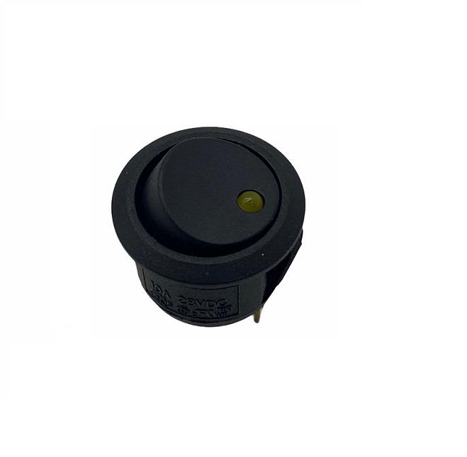 24V TUŞLU ANAHTAR LEDLİ (20 MM) 3 FİŞ (YUVARLAK) SARI 10 A