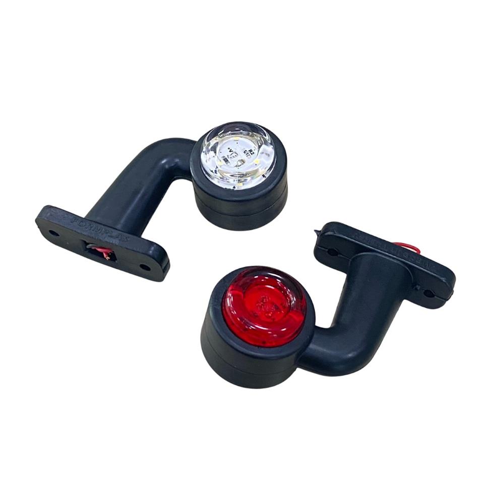 12V-24V DORSE MİNİ BOYNUZ LAMBA KISA EĞRİ (12 LEDLİ) (KIRMIZI-BEYAZ) (SAĞ-SOL)