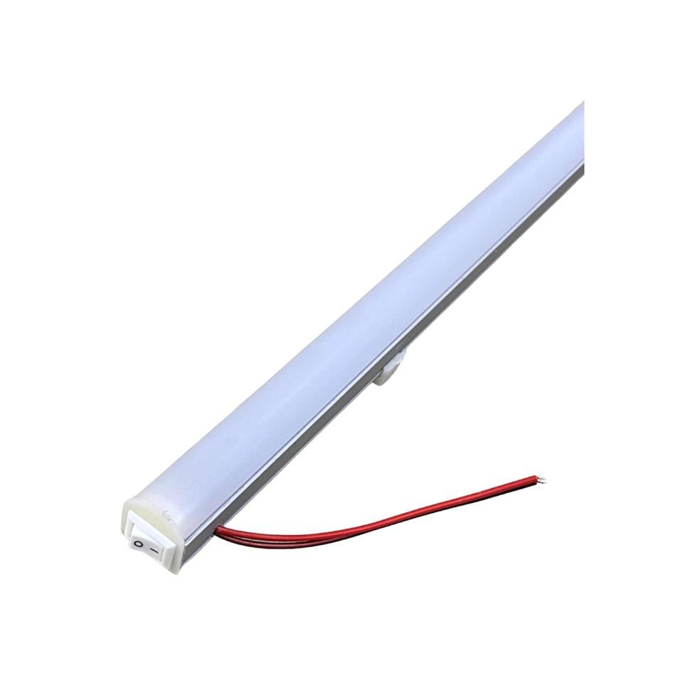 12V FLORESAN TAVAN LAMBASI 36 LEDLİ ANAHTARLI (BUZLU CAM) SARI  (50 CM)