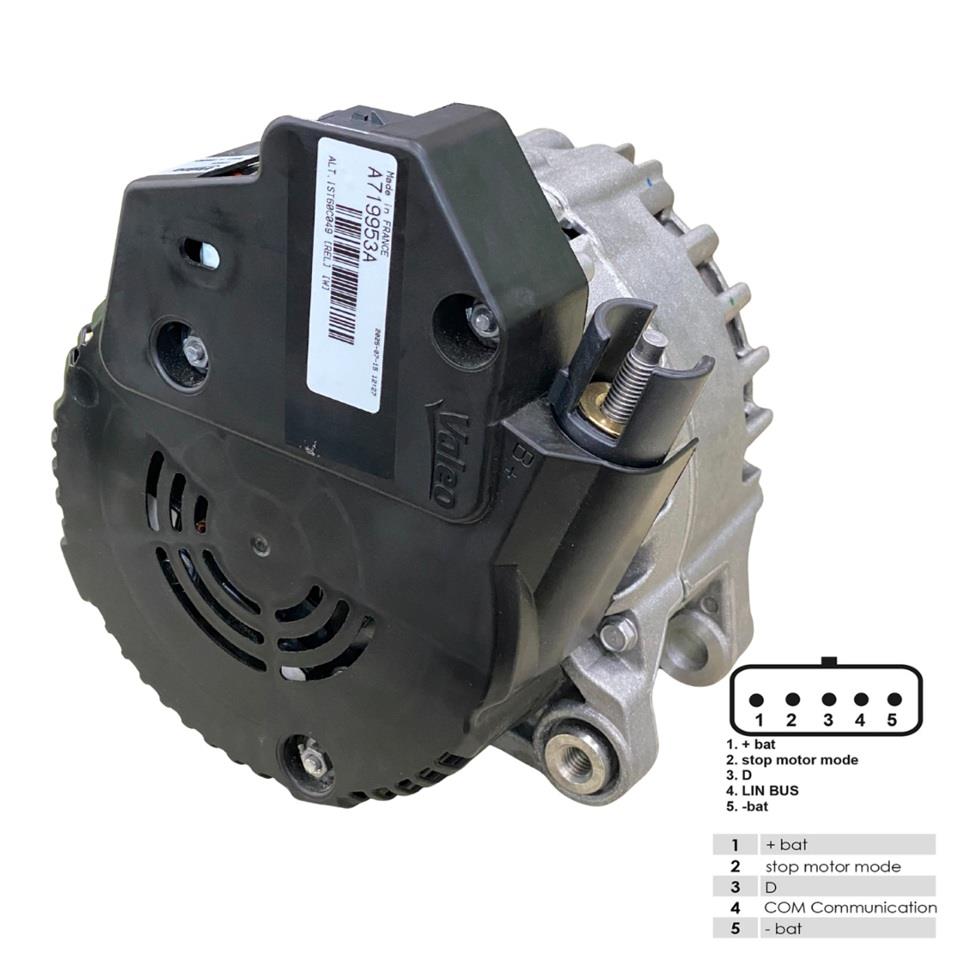 VALEO 12V ALTERNATÖR DİNAMO 210 A (LIN) (5 FİŞ) (START-STOP) CITROEN-PEUGEOT 2009 >