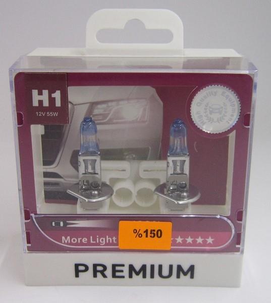 PREMIUM 12V H1 AMPUL 55W (SCHOTT CAM) +%150 FAZLA IŞIK (2 AD)