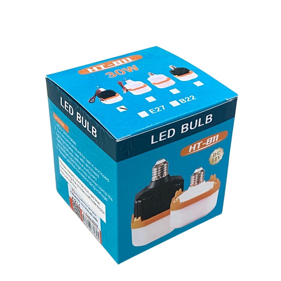 12V SEYYAR LAMBA LEDLİ 30W (1.5 MT KABLOLU KROKODİL MAŞALI) (SİYAH)