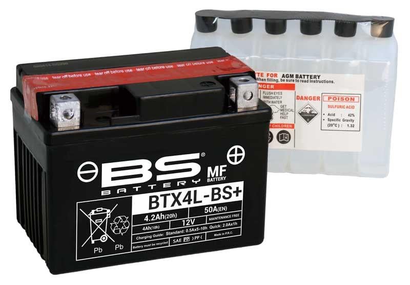BS BATTERY 12V 4.2 AH MOTOSİKLET AKÜSÜ 50 A (EN) (113*70*85) (BTX4L-BS)