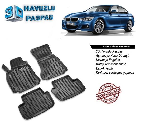 3D ARAÇ PASPASI (SİYAH) (4 PARÇA) BMW 3 SERİSİ (F30 UYUMLU)