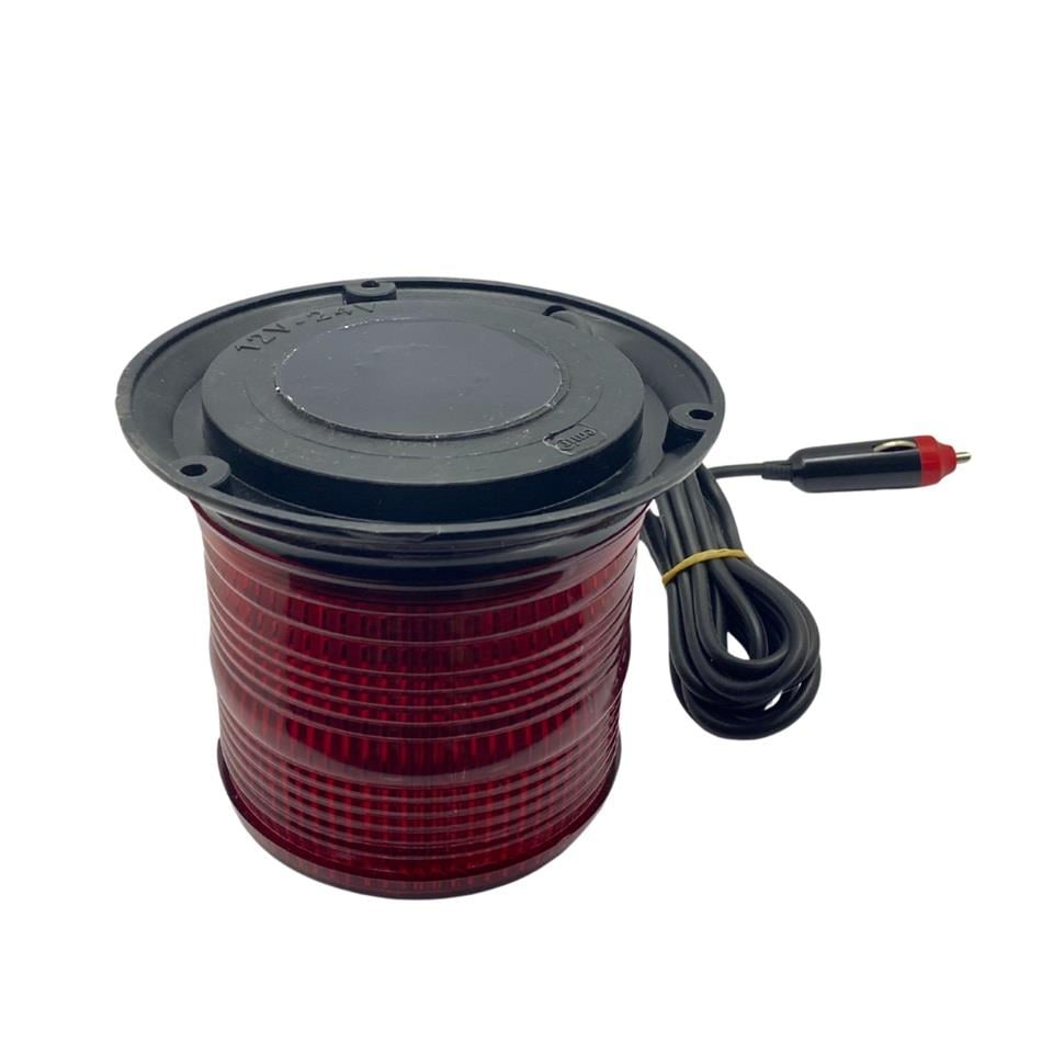 12V-24V ÇAKAR TEPE LAMBA 72 LEDLİ 3 FONKSİYONLU MIKNATISLI ÇAKMAK FİŞLİ KIRMIZI (120*110 MM)
