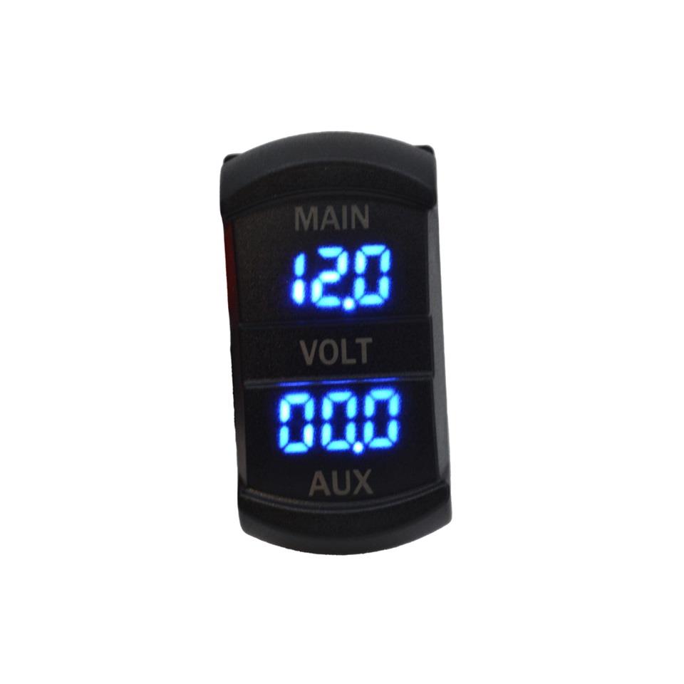 12V-24V DİJİTAL VOLTMETRE (ÇİFT EKRAN, AYNI ANDA İKİ AYRI VOLTAJ) (ANAHTAR TİPİ) (MAVİ IŞIK)