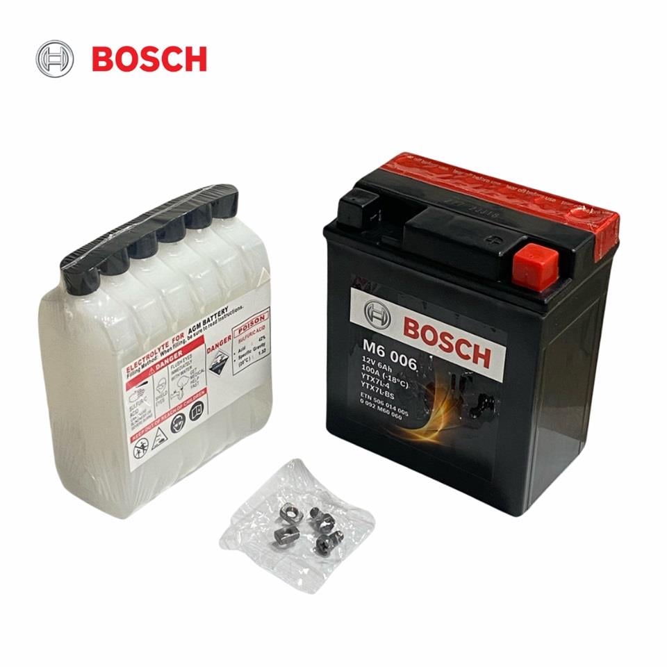 BOSCH 12V 6 AH MOTOSİKLET AKÜSÜ AGM 100 A (EN) (114*71*131) (M6 006) (YTX7L-4) (YTX7L-BS)